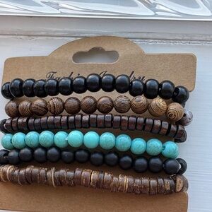 Beaded Bracelet Set in Black, Brown, and Turquoise.Great for party favors!Bundle